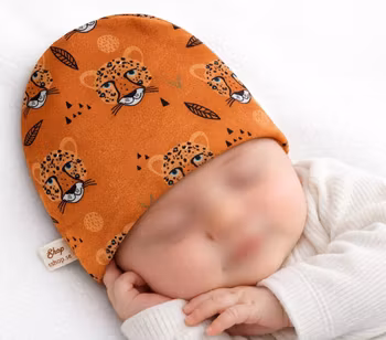 Prematur mössa Leopard – dubbelsydd i ekologisk jersey