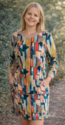 Trikå Klänning - Rektanglar-  Ekologisk