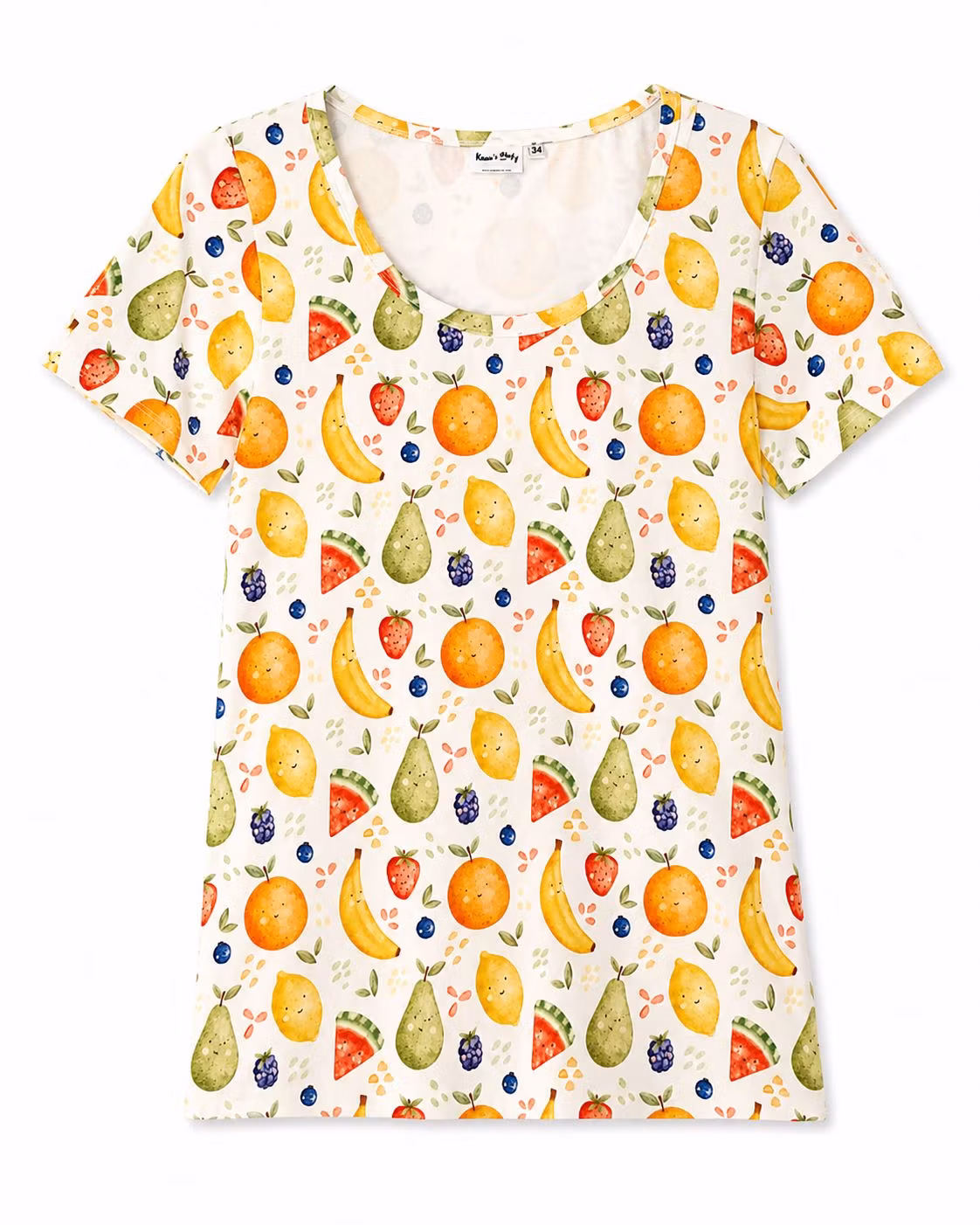 T-shirt med fruktmönster dam