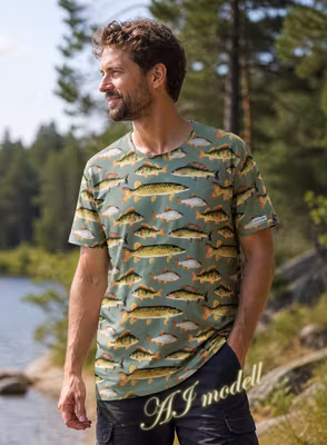 Unik T-shirt med fiskmotiv – Handgjord i Sverige