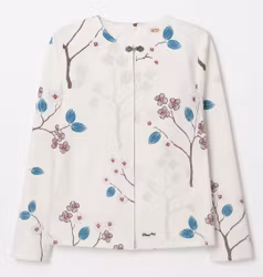 Damjacka cremevit med blommigt mönster