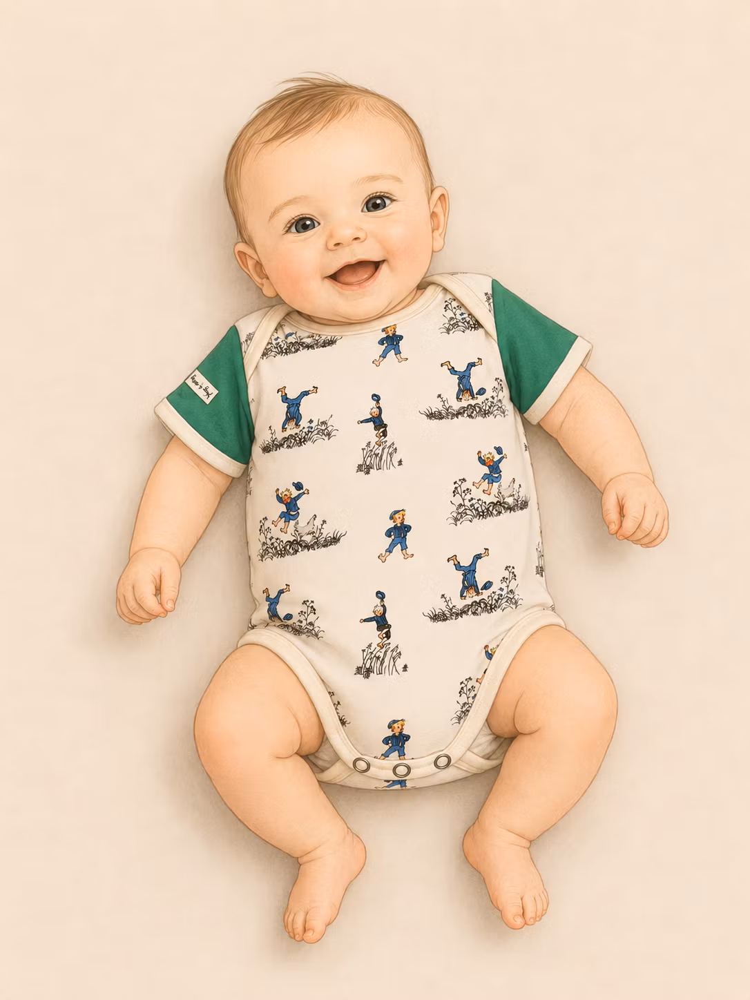Babybody GLÄDJESKUTT i sommarmiljö