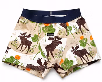 Ekologiska boxerkalsonger med älgmotiv