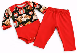 Babybody & Tights - Julhundar "ekologisk"