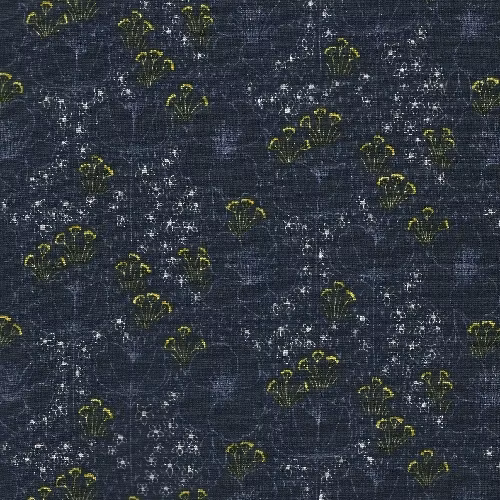 Emilie- Blå med gule/hvite blomter