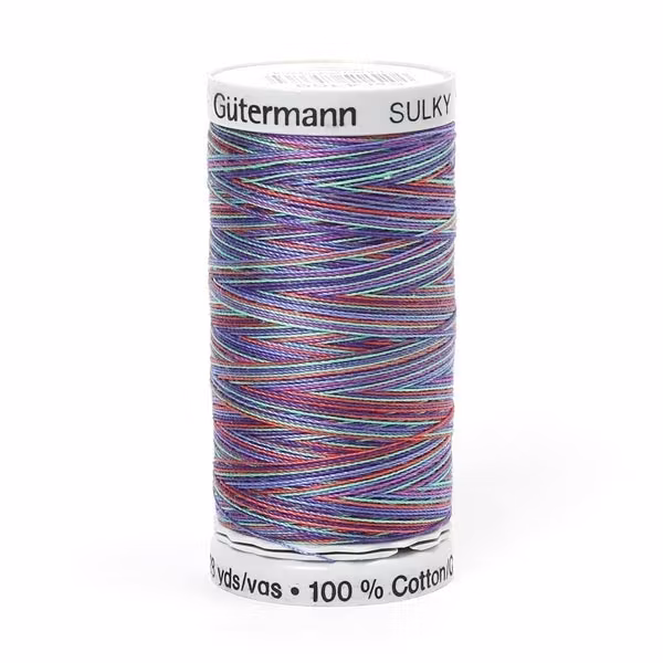 4109  Sulky Gûtermann Cotton 30, 300m,  blå/lilla/grønn flerfarget  bomullstråd