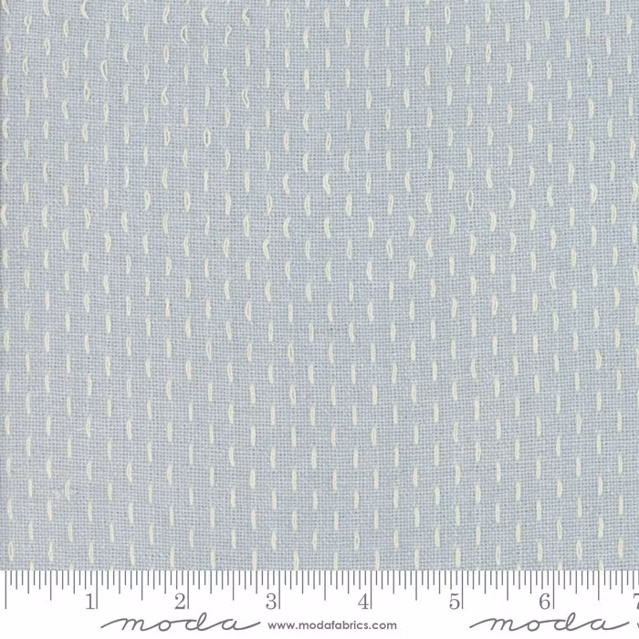 French Sashiko- Blue Dust med striper