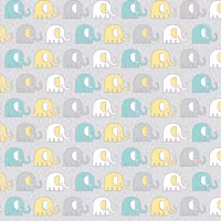 Adorable Alphabet-grå med lyseblå elefanter