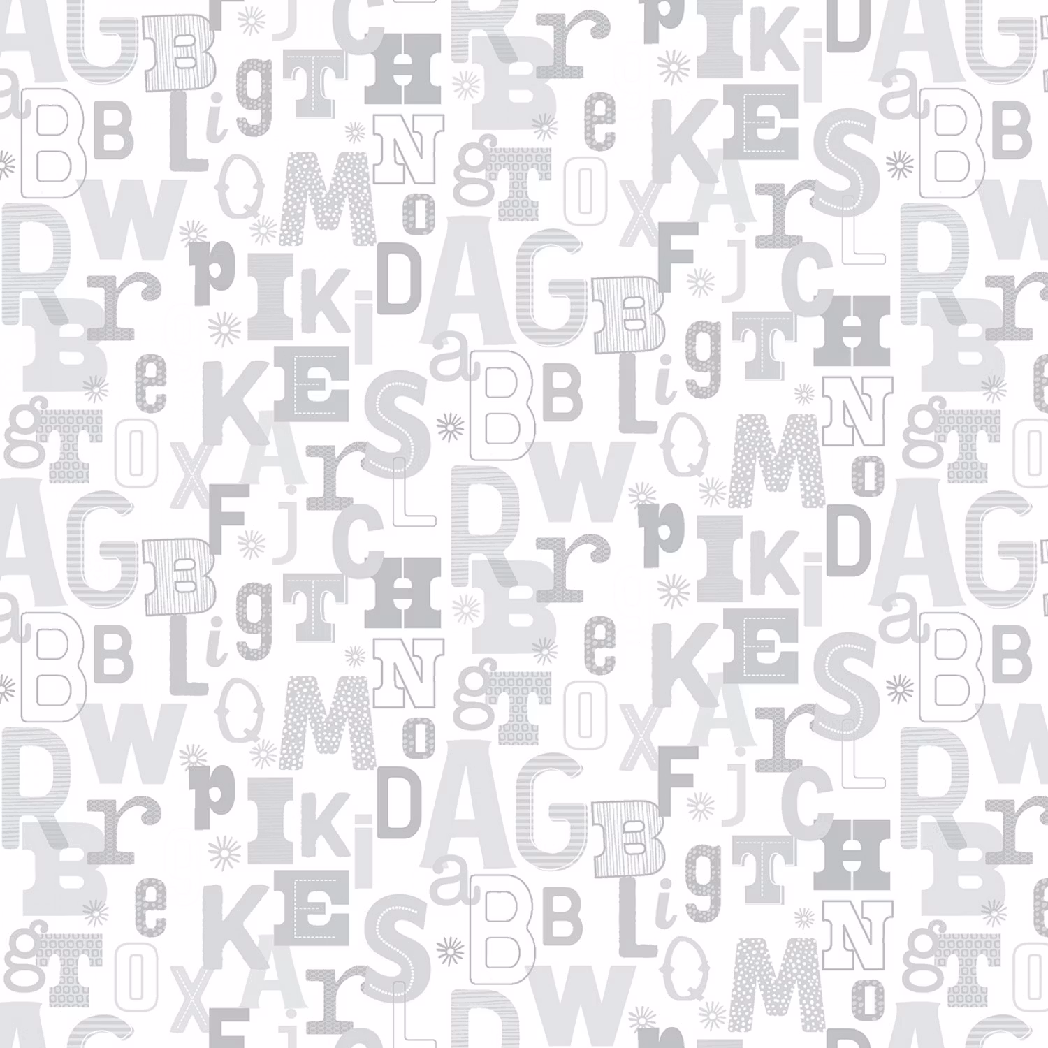 Adorable Alphabet-hvit med grå alfabet