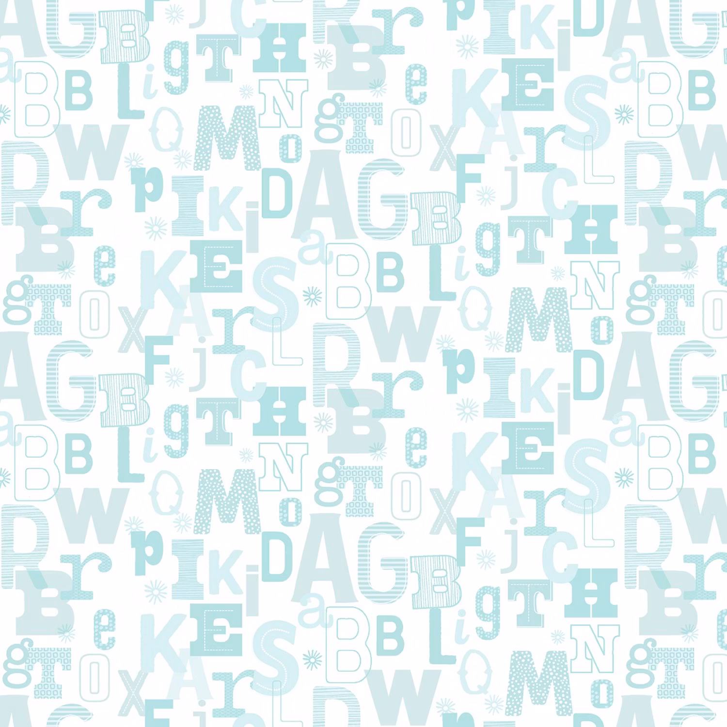 Adorable Alphabet.hvit med blå skrift