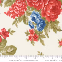 Belle Isle Cream-kremhvit med store røde blomster