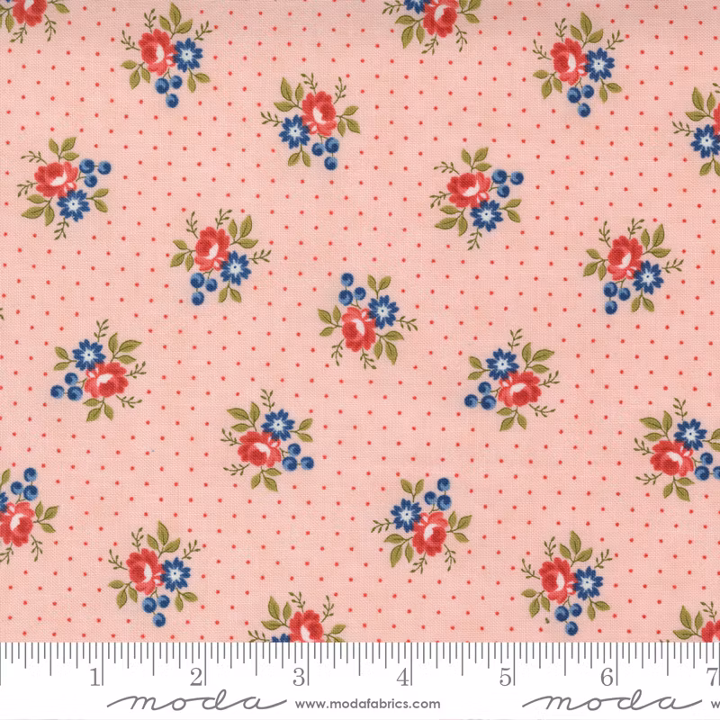 Belle Isle Pink-rosa med prikker og blomster