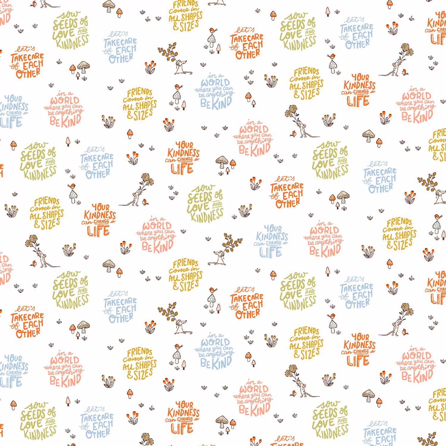 Sew Seeds of Love-hvit med skrift og motiv