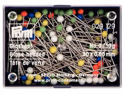 Prym Knappenåler Glasshode Nr 9/0 30mm 300g – ass farge