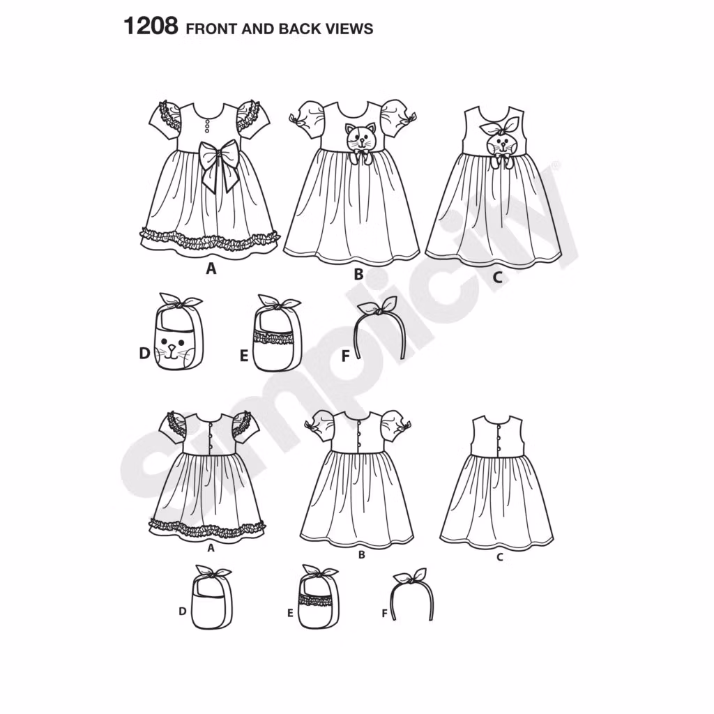 Simplicity1208- Kjole og hårbånd til barn