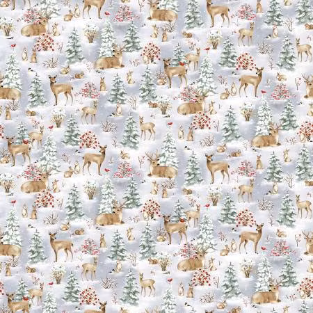 Bundle -up, hjort i vinterlandskap