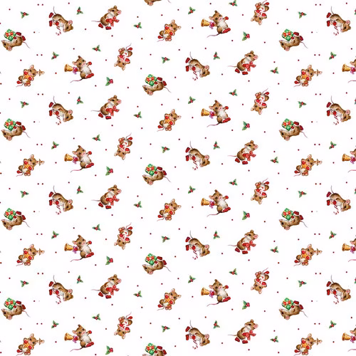 Furry and Bright- hvit med mus i nisseklær