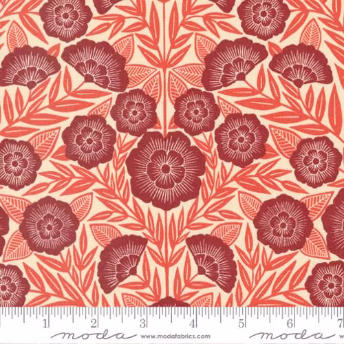 Flower Press Ecru Crimson- røde blomster