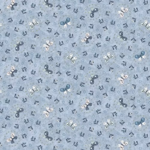 Butterflies and Bloom-blå med sommerfugl og blomster