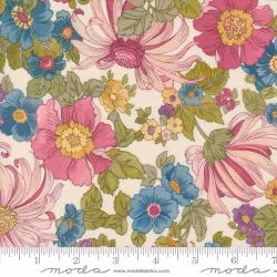 Chelsea Garden Peacock-hvit med rød/blå/gule blomster