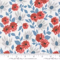 Old Glory-hvit med røde blomster