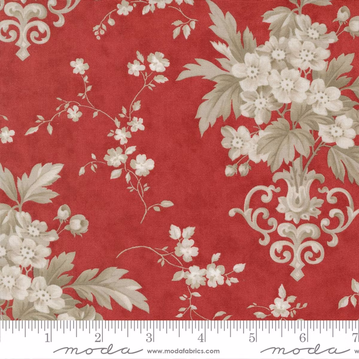 Ridgewood  - Rød med kremblomster