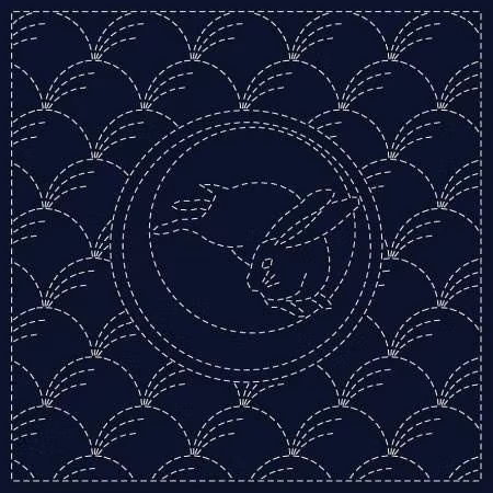 Sashiko Cloth Tsuki-Ni Usagi