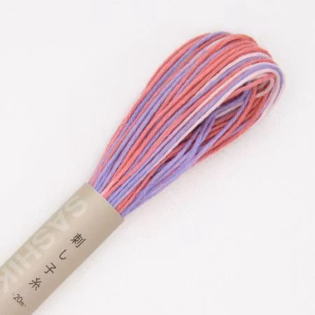 Olympus Sashiko tråd 20m-flerfarget Rosa/lilla