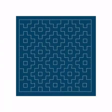 Sashiko sampler Traditional Design-Kaki-no-hana Indigo