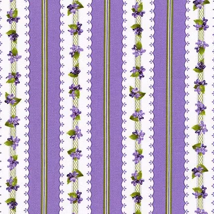 Elisabeth- lilla og hvit stripet med blomster