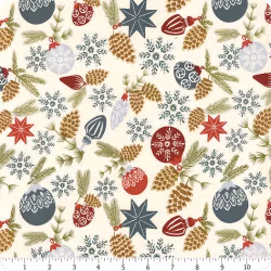 Moda-Old World Yuletide -Eggshell Branch and Baubles Metallic