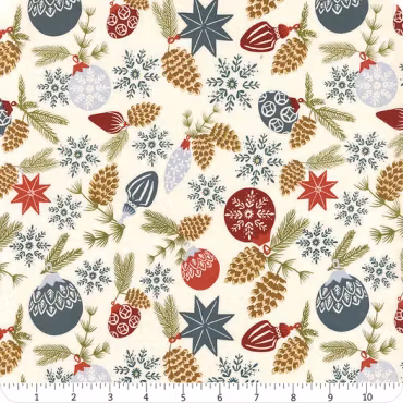 Moda-Old World Yuletide -Eggshell Branch and Baubles Metallic