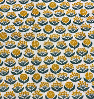 Kokka- Gule blomster på krem bakgrunn