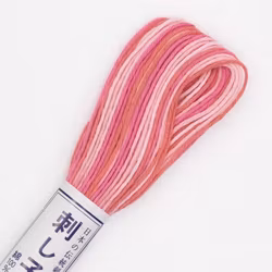 Olympus Sashiko tråd 20m-flerfarget rosa