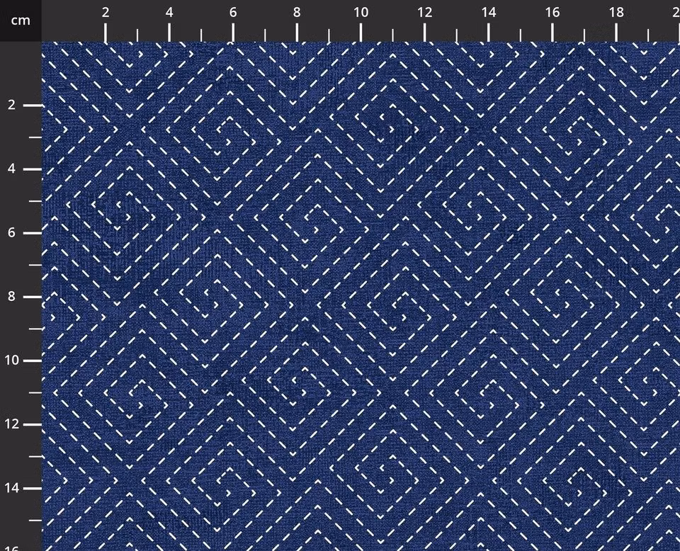 Emi Yuki-Blå sashiko firkanter