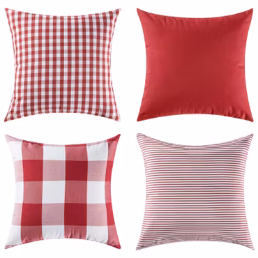 Kuddfodral  Rutiga rutor mönster Röd - 45 x 45 cm/ 4 st