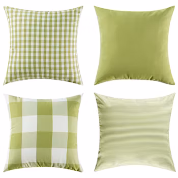 Kuddfodral  Rutiga rutor mönster  Grön - 45 x 45 cm/ 4 st