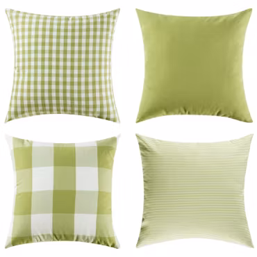 Kuddfodral  Rutiga rutor mönster  Grön - 45 x 45 cm/ 4 st