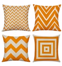 Kuddfodral Geometriska våg mönster set Orange - 45 x 45 cm / 4 st