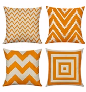 Kuddfodral Geometriska våg mönster set Orange - 45 x 45 cm / 4 st