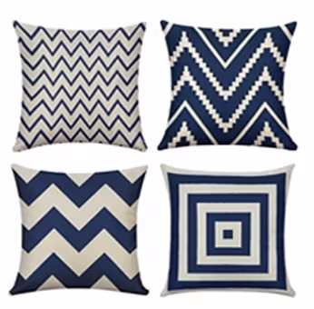 Kuddfodral Geometriska våg mönster set blå - 45 x 45 cm / 4 st