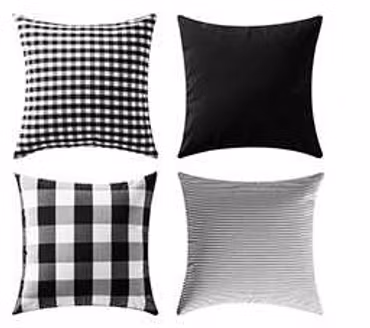 Kuddfodral  Rutiga rutor mönster Svart - 45 x 45 cm/ 4 st