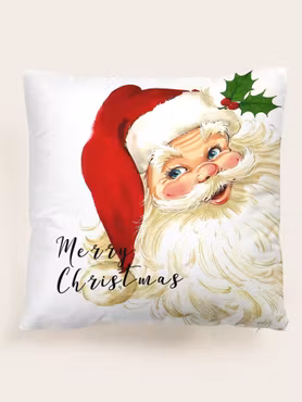 Santa Claus print kuddfodral - 45x45cm