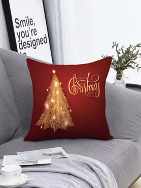 Julgranstryckt kuddfodral - 45 x 45 cm