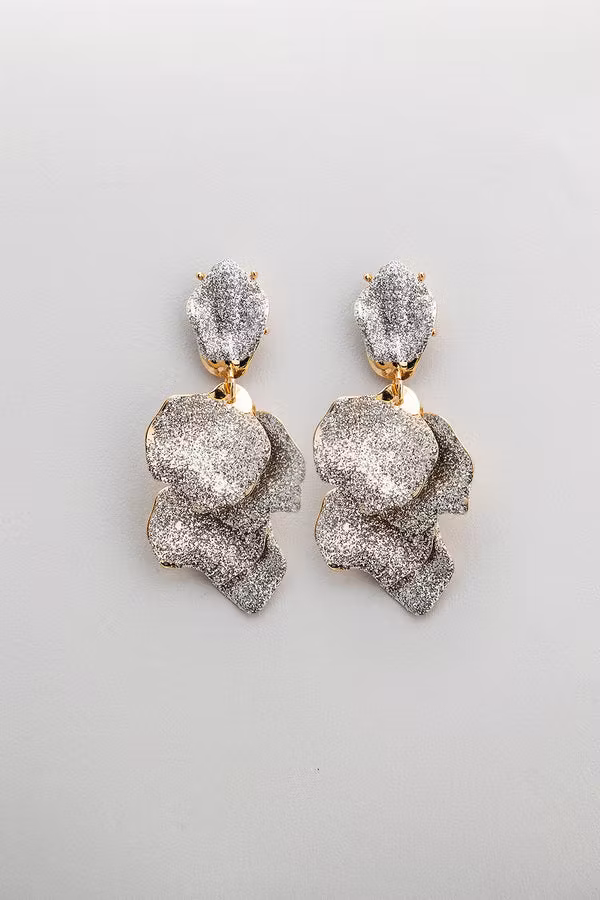 LEAF EARRINGS GOLD GLITTER