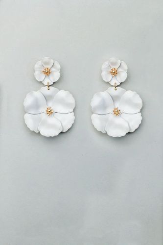 FLOWER TWIN EARRINGS MAT WHITE