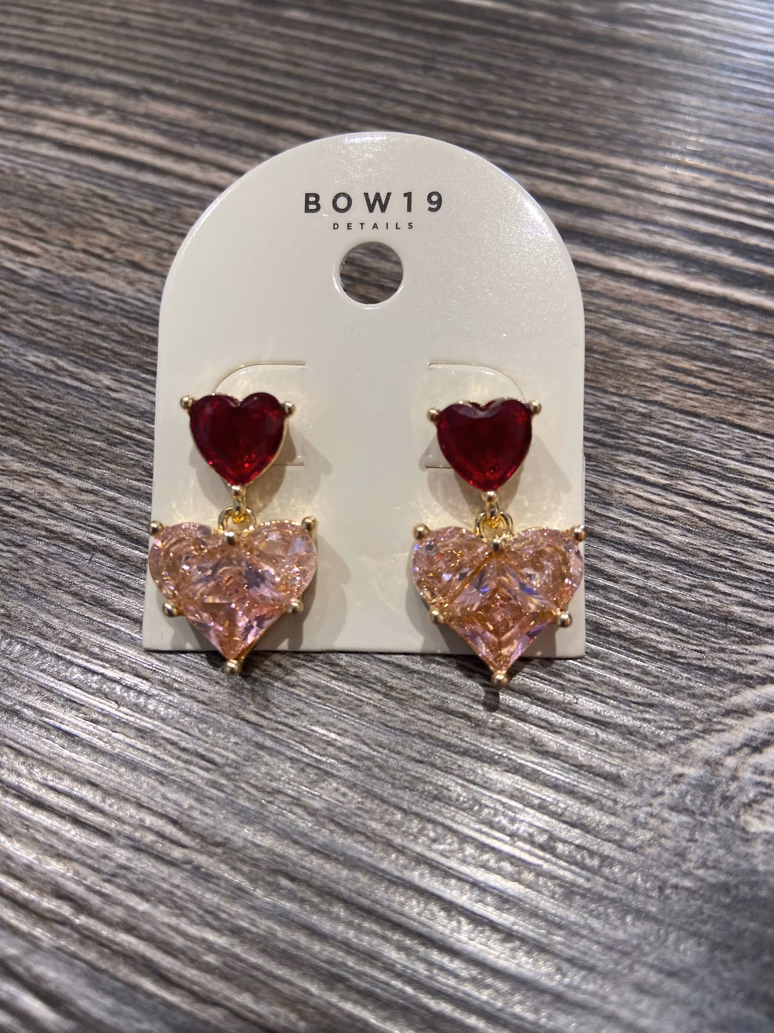 HEART EARRINGS PINK-RED