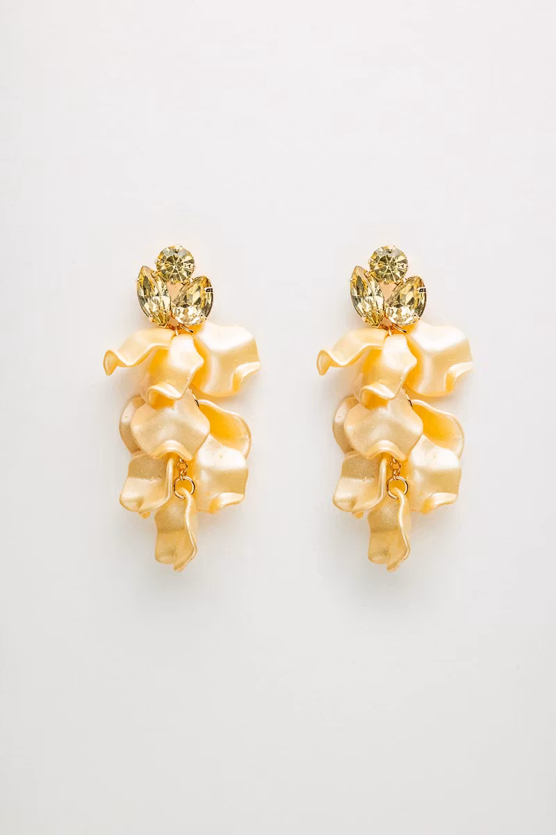 LEAF STONE EARRINGS LIGHT YELLOW