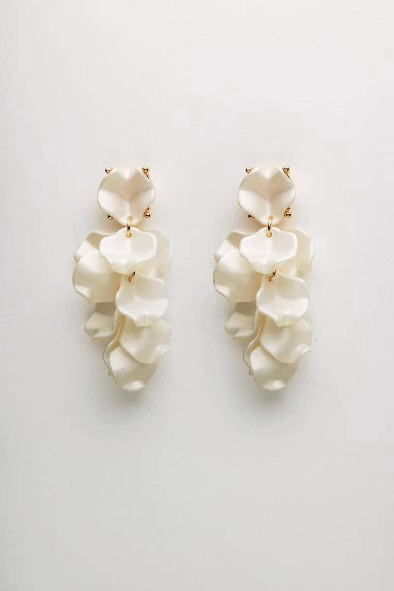 LEAF EARRINGS MINI PEARL WHITE