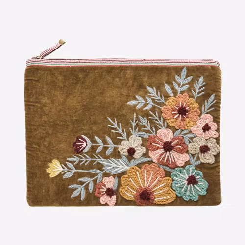 BRODERAT LAPTOPFODRAL BEIGE/BRUN